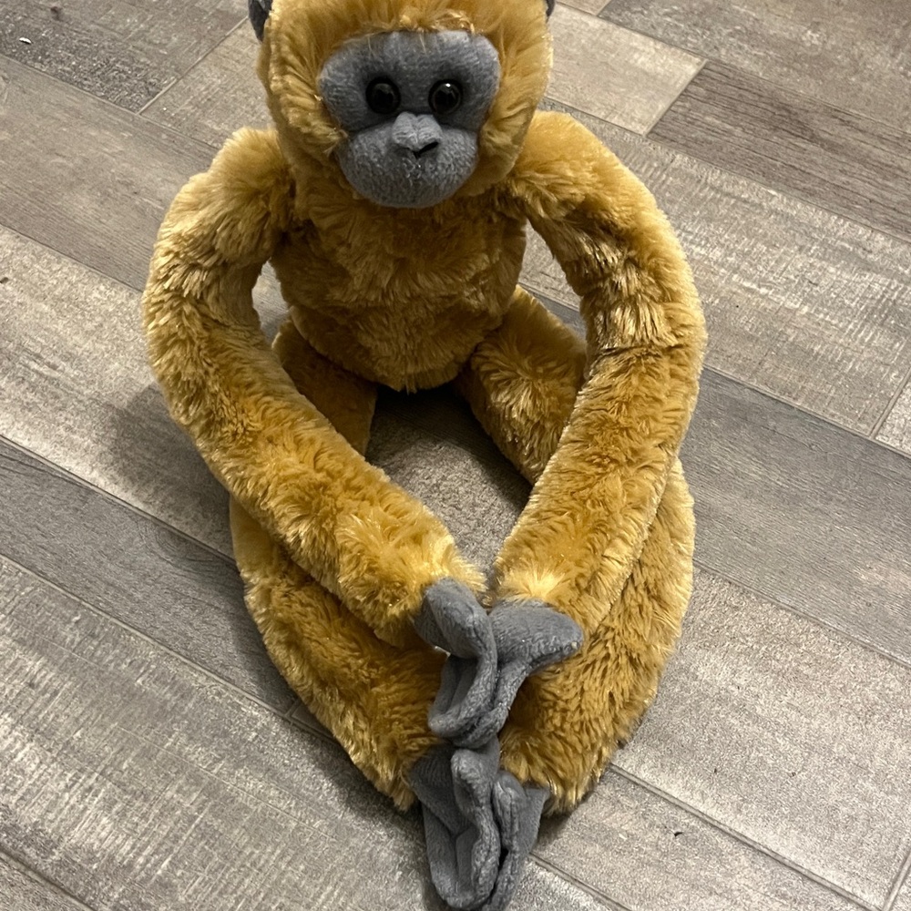 Plush Tan and Gray Stuffed Monkey